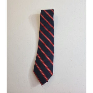 Boston Trader‎ Neck Tie Red Navy Blue Striped English Regimentals Classic 90s